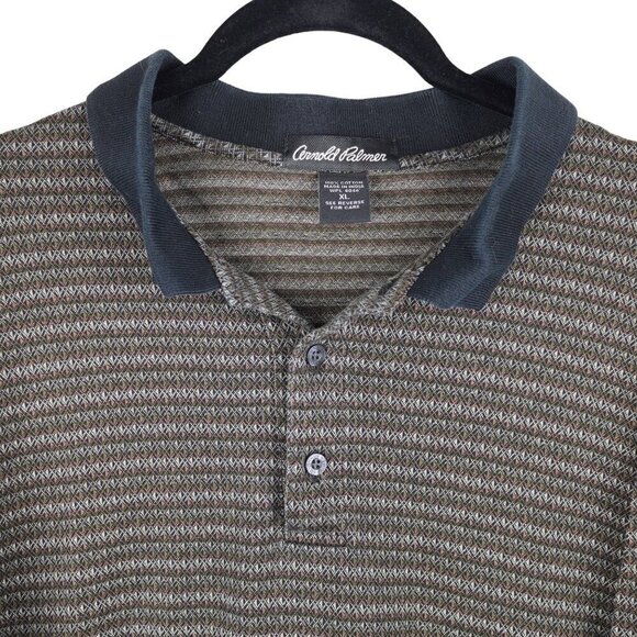 Arnold Palmer Casual Mens Striped Polo Shirt Size XL 100% Cotton Brown - Picture 2 of 5